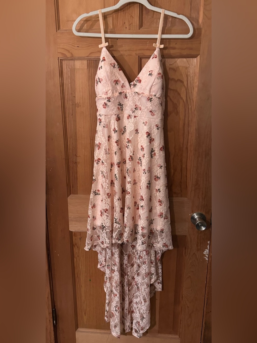 Disney Pink Lace Floral High-Low Party Dress